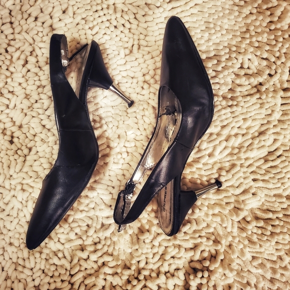 Express Shoes Express Black Pointy Toe Sling Back Low Heels Poshmark